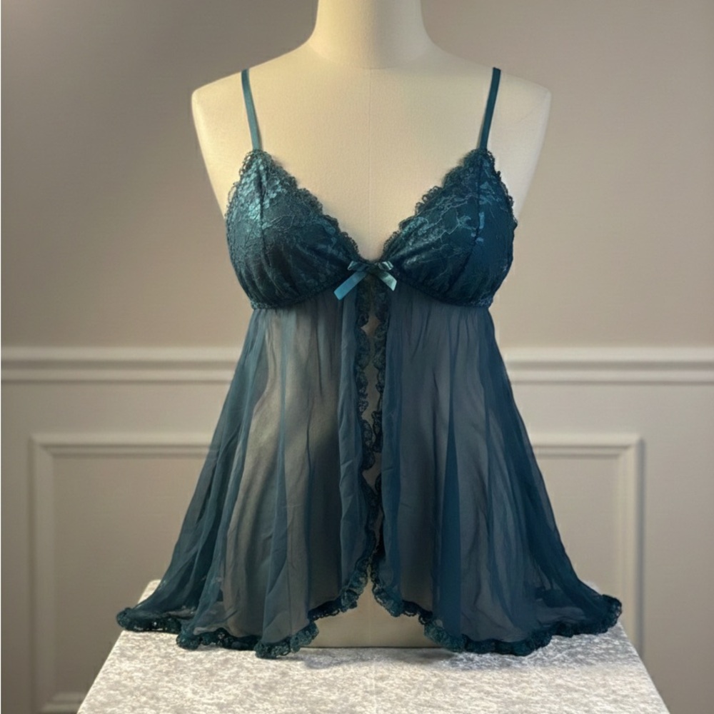 Elegant Teal Lace Babydoll Lingerie